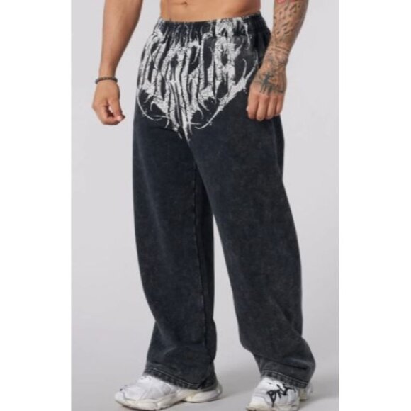 YoungLA Dark Wave Joggers Sweatpants Men Size XL NWT Wide Leg Distressed - Picture 1 of 16